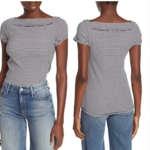 Free People We the Free Ahoy Striped Tee Sz S #46D - Picture 4 of 11